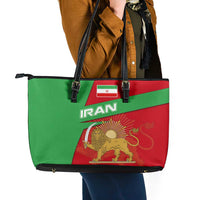 Iran National Heritage Leather Tote Bag with Lion and Sun Emblem and Royal Coat of Arms