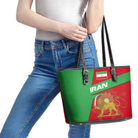 Iran National Heritage Leather Tote Bag with Lion and Sun Emblem and Royal Coat of Arms