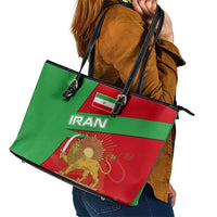 Iran National Heritage Leather Tote Bag with Lion and Sun Emblem and Royal Coat of Arms