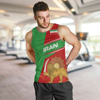 Iran National Heritage Men Tank Top with Lion and Sun Emblem and Royal Coat of Arms