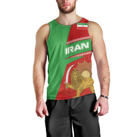Iran National Heritage Men Tank Top with Lion and Sun Emblem and Royal Coat of Arms