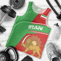 Iran National Heritage Men Tank Top with Lion and Sun Emblem and Royal Coat of Arms