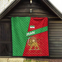 Iran National Heritage Quilt with Lion and Sun Emblem and Royal Coat of Arms