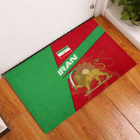 Iran National Heritage Rubber Doormat with Lion and Sun Emblem and Royal Coat of Arms