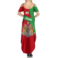 Iran National Heritage Summer Maxi Dress with Lion and Sun Emblem and Royal Coat of Arms