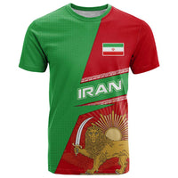 Iran National Heritage T Shirt with Lion and Sun Emblem and Royal Coat of Arms