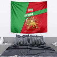 Iran National Heritage Tapestry with Lion and Sun Emblem and Royal Coat of Arms