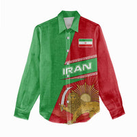 Iran National Heritage Women Casual Shirt with Lion and Sun Emblem and Royal Coat of Arms