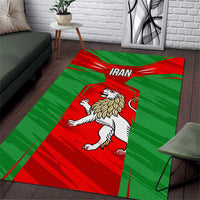 Iran National Pride Area Rug with Bold Lion Crest and Country Silhouette