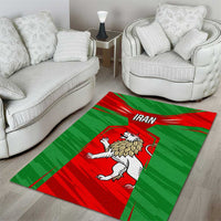 Iran National Pride Area Rug with Bold Lion Crest and Country Silhouette