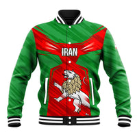 Iran National Pride Baseball Jacket with Bold Lion Crest and Country Silhouette