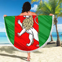 Iran National Pride Beach Blanket with Bold Lion Crest and Country Silhouette