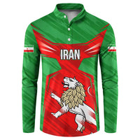 Iran National Pride Button Sweatshirt with Bold Lion Crest and Country Silhouette