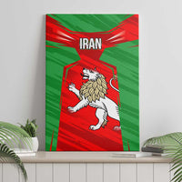 Iran National Pride Canvas Wall Art with Bold Lion Crest and Country Silhouette