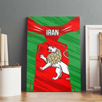 Iran National Pride Canvas Wall Art with Bold Lion Crest and Country Silhouette