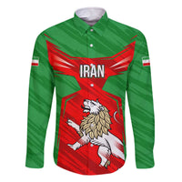 Iran National Pride Family Matching Off The Shoulder Long Sleeve Dress and Hawaiian Shirt with Bold Lion Crest and Country Silhouette