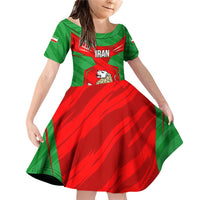 Iran National Pride Family Matching Off Shoulder Short Dress and Hawaiian Shirt with Bold Lion Crest and Country Silhouette