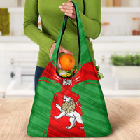 Iran National Pride Grocery Bag with Bold Lion Crest and Country Silhouette