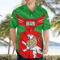 Iran National Pride Hawaiian Shirt with Bold Lion Crest and Country Silhouette