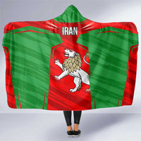 Iran National Pride Hooded Blanket with Bold Lion Crest and Country Silhouette
