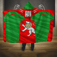 Iran National Pride Hooded Blanket with Bold Lion Crest and Country Silhouette