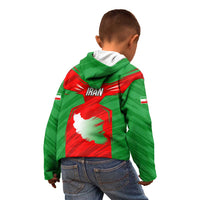Iran National Pride Kid Hoodie with Bold Lion Crest and Country Silhouette