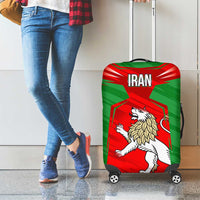Iran National Pride Luggage Cover with Bold Lion Crest and Country Silhouette