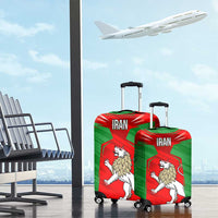 Iran National Pride Luggage Cover with Bold Lion Crest and Country Silhouette