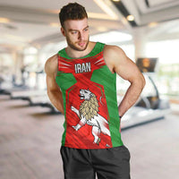 Iran National Pride Men Tank Top with Bold Lion Crest and Country Silhouette
