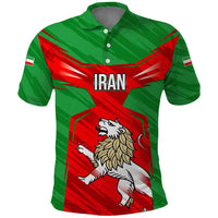 Iran National Pride Polo Shirt with Bold Lion Crest and Country Silhouette