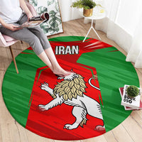 Iran National Pride Round Carpet with Bold Lion Crest and Country Silhouette