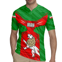 Iran National Pride Rugby Jersey with Bold Lion Crest and Country Silhouette