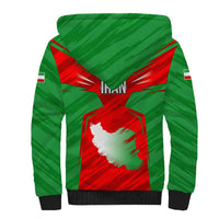 Iran National Pride Sherpa Hoodie with Bold Lion Crest and Country Silhouette