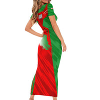 Iran National Pride Short Sleeve Bodycon Dress with Bold Lion Crest and Country Silhouette