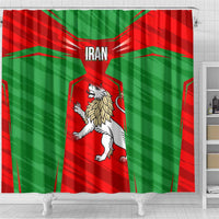 Iran National Pride Shower Curtain with Bold Lion Crest and Country Silhouette