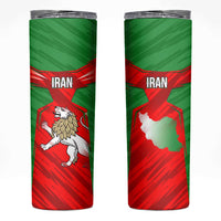 Iran National Pride Skinny Tumbler with Bold Lion Crest and Country Silhouette