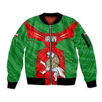 Iran National Pride Sleeve Zip Bomber Jacket with Bold Lion Crest and Country Silhouette