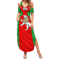 Iran National Pride Summer Maxi Dress with Bold Lion Crest and Country Silhouette