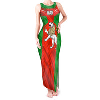 Iran National Pride Tank Maxi Dress with Bold Lion Crest and Country Silhouette