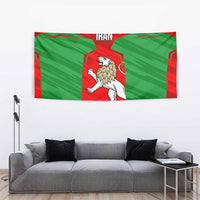 Iran National Pride Tapestry with Bold Lion Crest and Country Silhouette