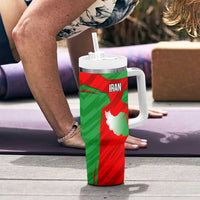 Iran National Pride Tumbler With Handle with Bold Lion Crest and Country Silhouette
