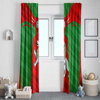 Iran National Pride Window Curtain with Bold Lion Crest and Country Silhouette