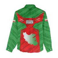 Iran National Pride Women Casual Shirt with Bold Lion Crest and Country Silhouette