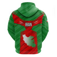 Iran National Pride Zip Hoodie with Bold Lion Crest and Country Silhouette