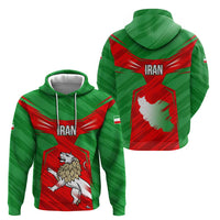 Iran National Pride Zip Hoodie with Bold Lion Crest and Country Silhouette