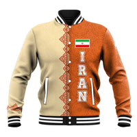 Iran Heritage Baseball Jacket with Traditional Pattern and Royal Emblem Design