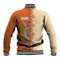 Iran Heritage Baseball Jacket with Traditional Pattern and Royal Emblem Design