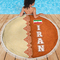 Iran Heritage Beach Blanket with Traditional Pattern and Royal Emblem Design
