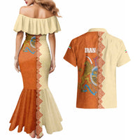 Iran Heritage Couples Matching Mermaid Dress and Hawaiian Shirt with Traditional Pattern and Royal Emblem Design