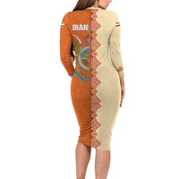 Iran Heritage Family Matching Long Sleeve Bodycon Dress and Hawaiian Shirt with Traditional Pattern and Royal Emblem Design